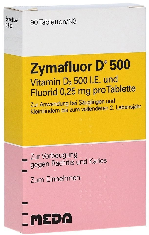 德国Zymafluor宝宝维生素D3含氟90粒 D500