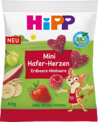 【dm】Kindersnack Mini Hafer-Herzen Erdbeere-Himbeere, ab 1 Jahr, 40 g