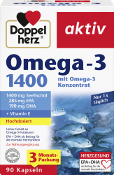 【rossmann】双心 深海鱼油  1400 Doppelherz aktiv Omega-3 1400 Kapseln