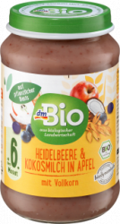 【dm】Frucht & Getreide Heidelbeere, Kokosmilch in Apfel mit Vollkorn, ab dem 6.Monat, 190 g